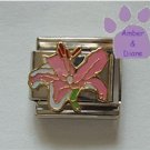 Beautiful Pink Lily Italian Charm means "Beauty and Coquetry"