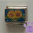 Sunflowers on blue glitter background Italian Charm "Adoration"
