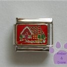 Gingerbread House Italian Charm on Christmas red