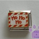 Ho Ho Ho Italian Charm with a candy cane striped border