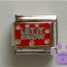 LET IT SNOW Italian Charm with white snowflakes on red
