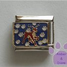 Reindeer Prancing in the Snow Italian Charm on dark blue