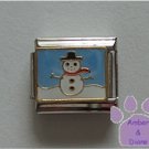 Snowman with a Black Hat and Red Scarf Italian Charm blue sky