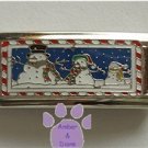 Snowman Family Super Link Italian Charm with a snowy background