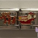 Double Link Santa and his Sleigh Italian Charm with his reindeer