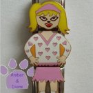 Triple Link Little Blond Girl Italian Charm in pink hearts top