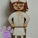 Triple Link Nurse Italian Charm in her white uniform