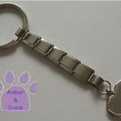 Shiny Silver tone HEART Italian Charm Key Chain with Key Ring