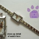 German Shepherd Dog Rectangular Italian Charm Silvertone Watch