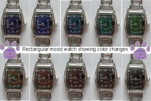 Color Changing RECTANGULAR Mood Italian Charm Watch Silver tone