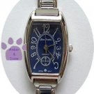 Dark Blue Rectangular Silver tone Italian Charm Watch