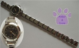 Dark Gray Silver tone Italian Charm Watch