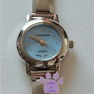 Light Blue Silvertone Italian Charm Watch with 15 links