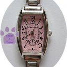 Pink Rectangular Silver tone Italian Charm Watch