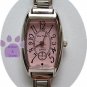 Pink Rectangular Silver tone Italian Charm Watch