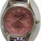 Pretty Pink Silvertone Italian Charm Watch with 15 links