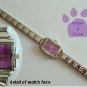Purple Rectangular Silvertone Italian Charm Watch with 16 links