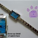 Rectangular Blue Silvertone Italian Charm Watch with 17 links