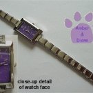 Rectangular Purple Silvertone Italian Charm Watch with 17 links