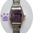 RECTANGULAR Violet Italian Charm Watch Silver tone