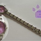 Round Deep Pink Silver tone Italian Charm Watch