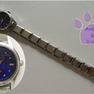 Round Deep Vivid Blue Silver tone Italian Charm Watch