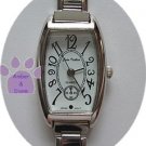 White Rectangular Silver tone Italian Charm Watch