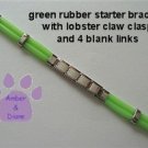 Green Rubber Italian Charm Starter Bracelet with Lobster Claw