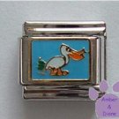 Pelican Italian Charm on Sky Blue Enamel