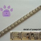 Shiny Silvertone Puffed Pawprint Italian Charm Starter Bracelet