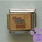 Adorable Gray Mouse Italian Charm on a Cheese Wedge
