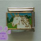 Gorgeous White Horse's Head Italian Charm on scenic background