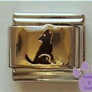 Howling Wolf Italian Charm silhouette on goldtone background