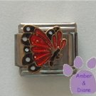 July BUTTERFLY Birthstone with red-ruby glitter wings