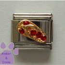 Flip Flop Ruby Crystal Birthstone Italian Charm for July