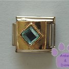Diamond Shaped Aquamarine Crystal Birthstone Italian Charm March