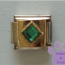 Diamond Shaped Emerald Crystal Birthstone Italian Charm for May