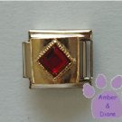 Diamond Shaped Garnet Crystal Birthstone Italian Charm January