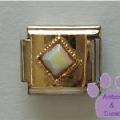 Diamond Shaped Pearl Crystal Birthstone Italian Charm for June