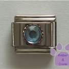 Round Crystal Birthstone Italian Charm Zircon-Blue for December