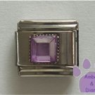 Square Crystal Birthstone Italian Charm Alexandrite-Purple for June