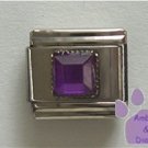 Square Crystal Birthstone Italian Charm Amethyst-Purple for February