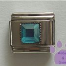Square Crystal Birthstone Italian Charm Aquamarine-Blue  March