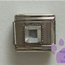Square Crystal Birthstone Italian Charm Diamond-Clear for April