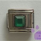 Square Crystal Birthstone Italian Charm Emerald-Green for May