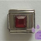 Square Crystal Birthstone Italian Charm Garnet-Red for January