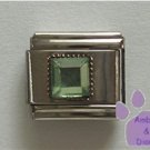Square Crystal Birthstone Italian Charm Peridot-Green for August