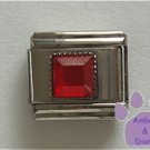 Square Crystal Birthstone Italian Charm Ruby-Red for July