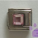 Square Crystal Birthstone Italian Charm Tourmaline-Pink for October