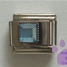 Square Crystal Birthstone Italian Charm Zircon-Blue for December